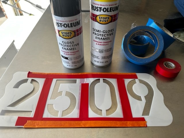 Curb number stencils for repainting house numbers