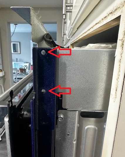 Oven screw locations on the side