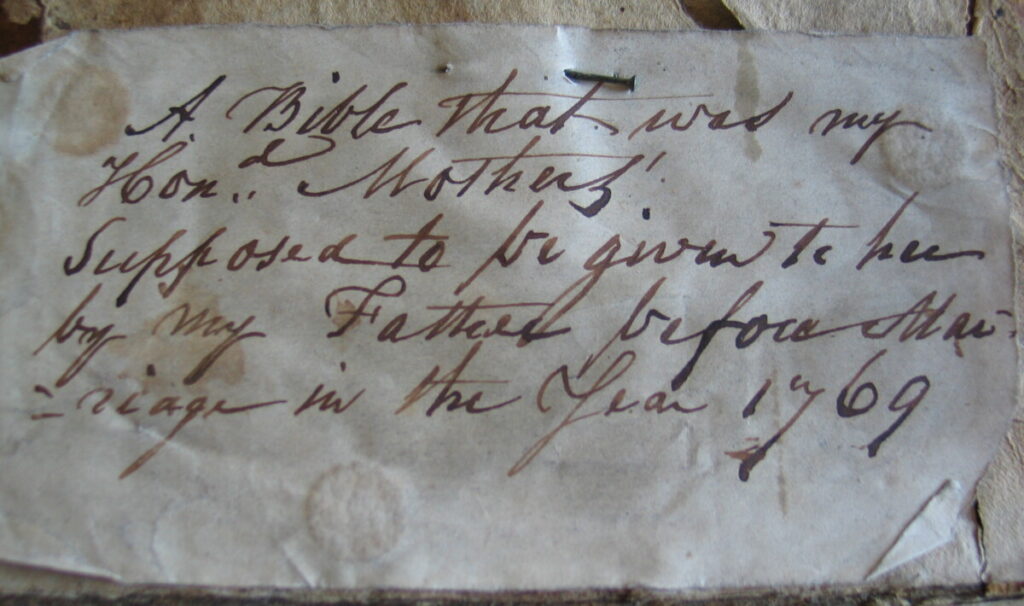 Hall Family Bible - Note