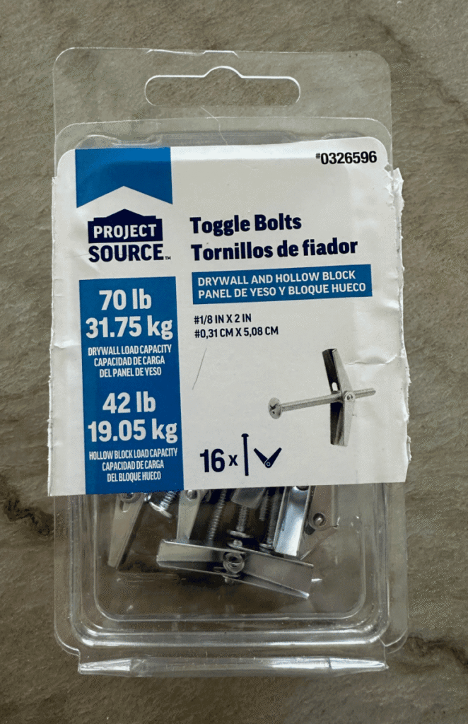 How to hang hooks on drywall - toggle bolt package