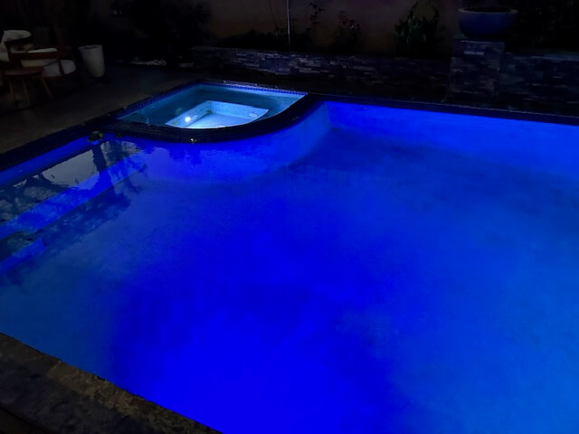 Pool lights at night