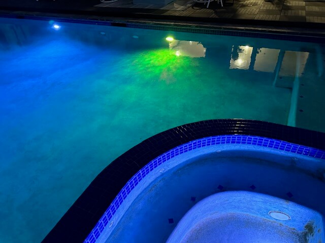 Pool lights at night